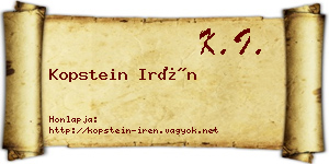 Kopstein Irén névjegykártya